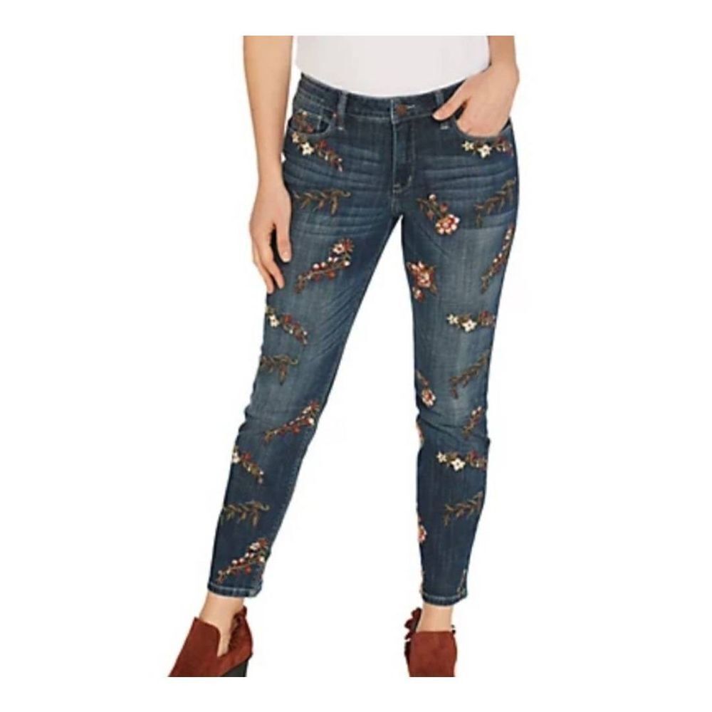 Driftwood Jackie Embroidered floral skinny jeans sz 25